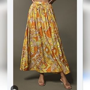 S/W/F Anthropologie Women's  Geometric Colorful High-wasted Pleated Skirt M